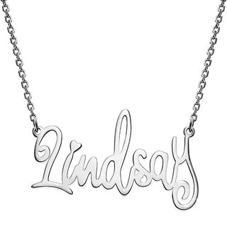 10K White Gold Fancy Script Name Necklace