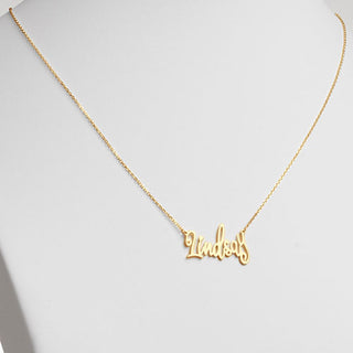 10K Yellow Gold Fancy Script Name Necklace