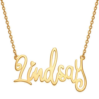 10K Yellow Gold Fancy Script Name Necklace