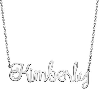 10K White Gold Script Name Necklace