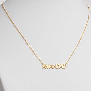 10K Yellow Gold Uppercase Name Necklace With Heart