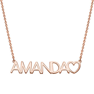 10K Rose Gold Uppercase Name Necklace With Heart
