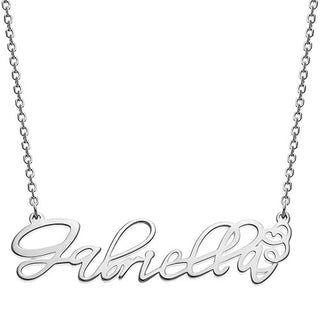 10K White Gold Fancy Script Name Necklace