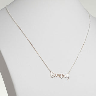 10K White Gold Fancy Script Name Necklace