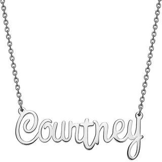 10K White Gold Fancy Script Name Necklace