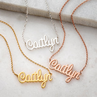 Sterling Silver Fancy Script Name Necklace