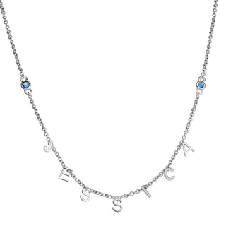 Sterling Silver Dainty Letters and Birthstones Name Necklace