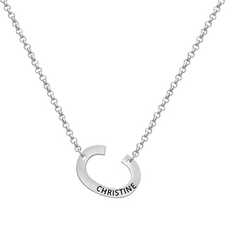 Small Initial with Engraved Name Station Necklace