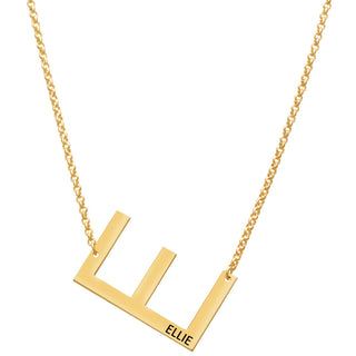 Medium Initial with Engraved Name Station Necklace