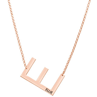 Medium Initial with Engraved Name Station Necklace