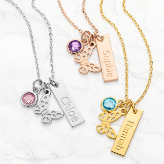 Butterfly Kisses Personalized Charm Necklace