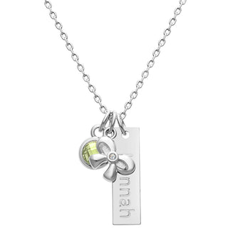 CZ Bow Personalized Charm Necklace