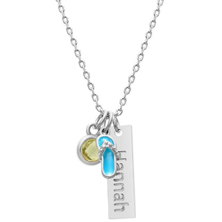 Beach Vibe Flip Flop Personalized Charm Necklace