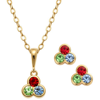 Birthstone Stud Earrings and Necklace Set