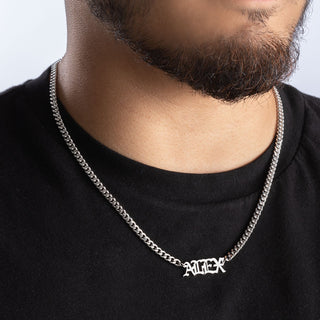 Gothic Look Name Necklace - Your choice Silver, 14K Gold or 14K Rose Gold Plated