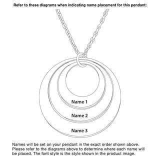 Tricolor Engraved Nesting Circles Necklace