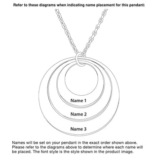 Tricolor Engraved Nesting Circles Necklace
