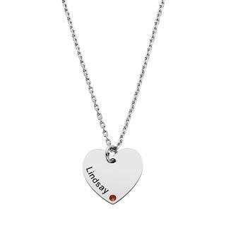 Engraved Name and Birthstone Mini Heart Necklace