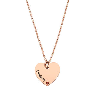 Engraved Name and Birthstone Mini Heart Necklace