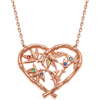 Bamboo Heart with Birthstone Branches Necklace