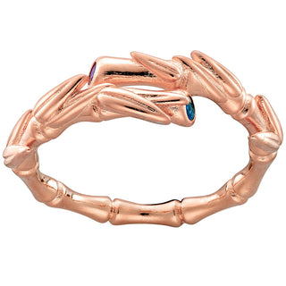 Lucky Bamboo Birthstone Bypass Ring Rose Gold Plated