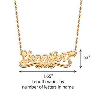 14K Gold Plated Name with Outline Necklace with Heart Swirl