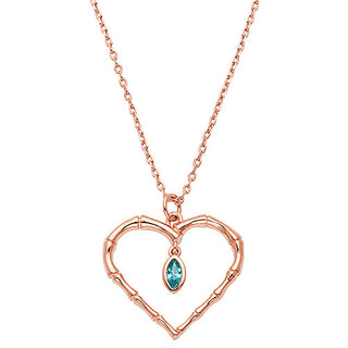Bamboo heart with Birthstone Inside Necklace