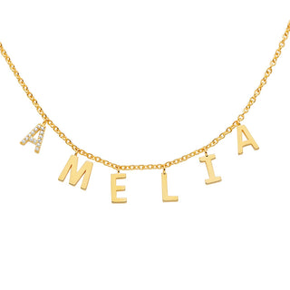 Dainty Name Choker with CZ Necklace