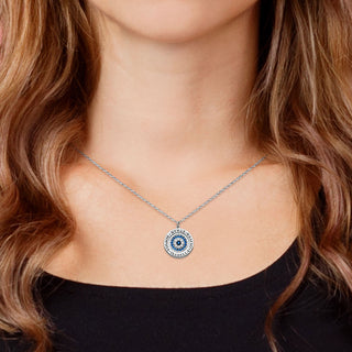 Engraved Evil Eye Disc Necklace