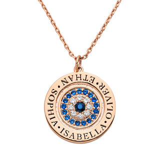 Engraved Evil Eye Disc Necklace