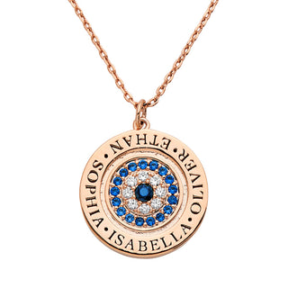Engraved Evil Eye Disc Necklace