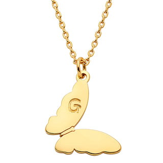 Mini Butterly with Engraved Initial Necklace