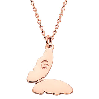 Mini Butterly with Engraved Initial Necklace