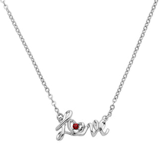 Sterling Silver Script Love Birthstone Necklace