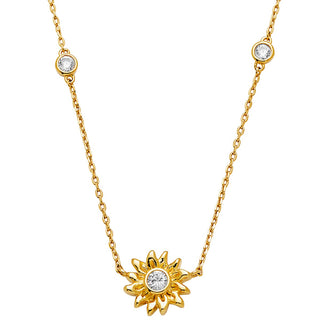 Sunflower Station Necklace with Birthstones
