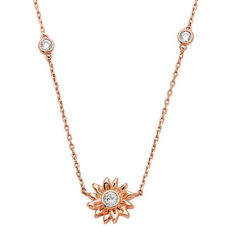 Sunflower Station Necklace with Birthstones