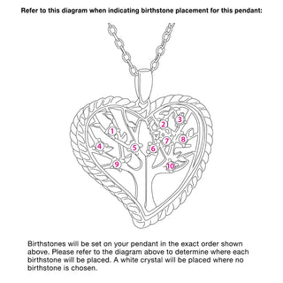 3D Angle Heart Tree of Life with Birthstone Rope Necklace