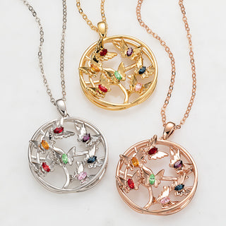 3D Butterflies with Birthstone Necklace