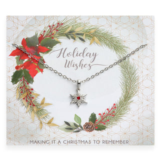 Dainty Snowflake with Diamond and Birthstone Necklace