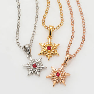 Dainty Snowflake with Diamond and Birthstone Necklace