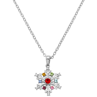 Snowflake with Diamond and Birthstone Necklace