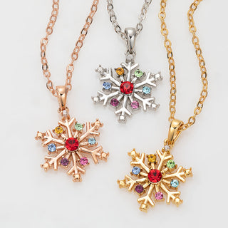 Snowflake with Diamond and Birthstone Necklace