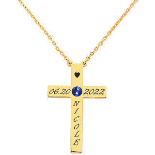 Commemorative Cross Birthstone Necklace