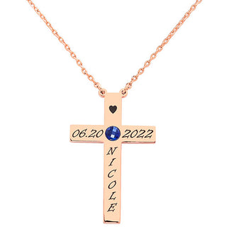 Commemorative Cross Birthstone Necklace