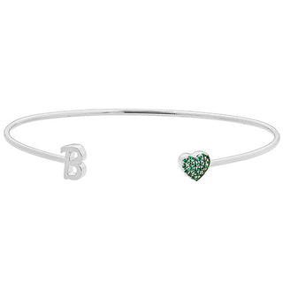 From the Heart Silver Plated Initial and Birthstone Heart Flexible Bracelet