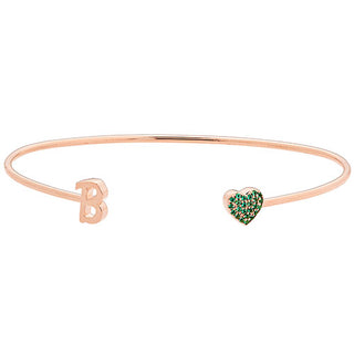 From the Heart 14K Rose Gold Plated Initial and Birthstone Heart Flexible Bracelet