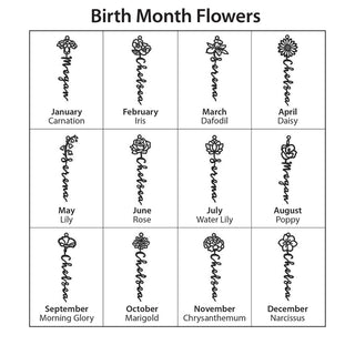 Vertical Script Name with Birthmonth Flower Necklace