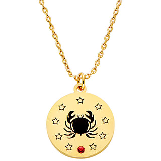 Zodiac Animal and Birthstone Disc Necklace