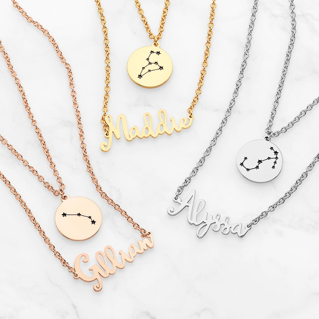 Script Name and Constellation Layered Disc Necklace – Limoges Jewelry