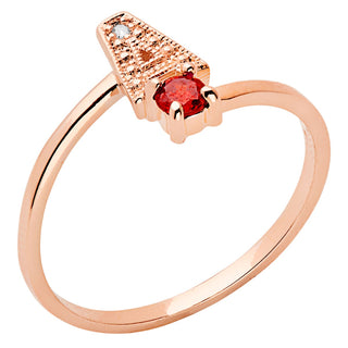 14K Rose Gold Diamond Accent Initial Birthstone Bypass Ring